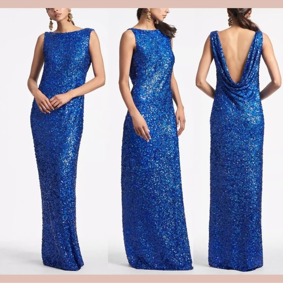 NWT Sachin & Babi $750 Maria Gown Cobalt sequin dress - Size 8 - formal, blue - Picture 2 of 7